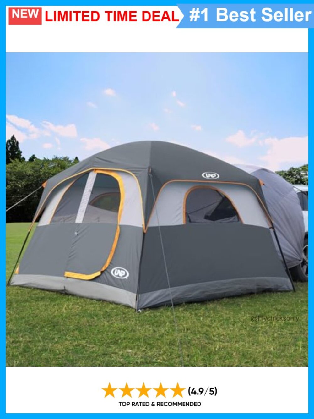 SUV Camping Tent 6 Person Tailgate Tent Waterproof 3 Season Mesh Windows